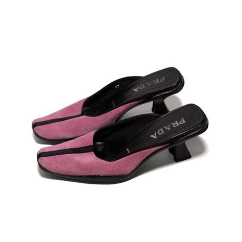 prada pink suede mules|Prada naplak leather mules.